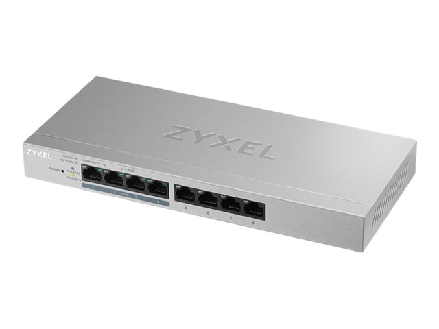 Switch - Manageable - 8 ports - PoE+ : 4 ports Gbps RJ45 PoE+, 4 ports Gbps RJ45, Budget PoE 60W, Non rackable, Fanless GS1200-8HPV2-EU0101F